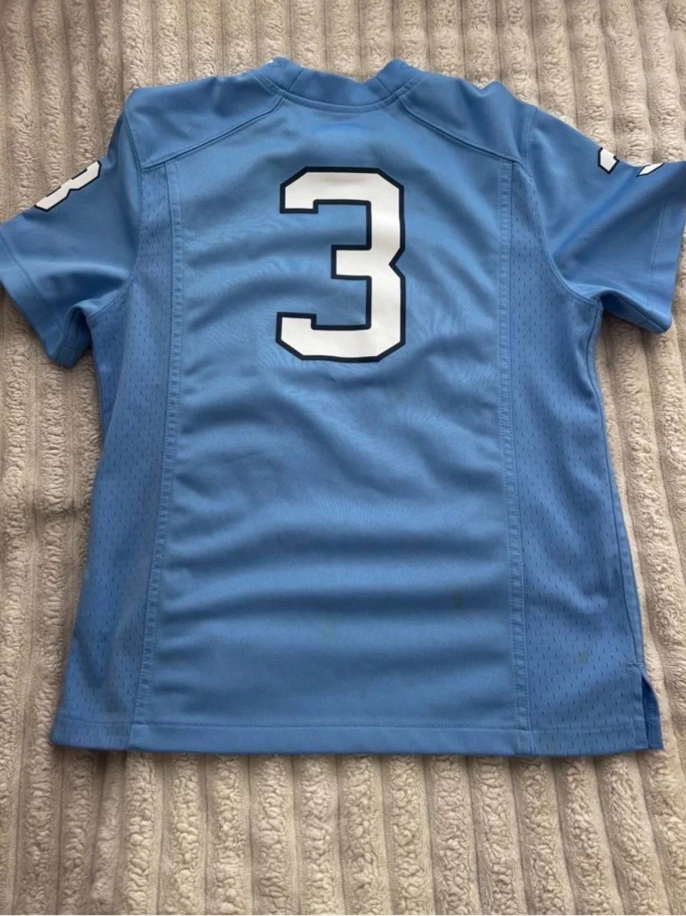Nike UNC Chapel Hill Kids Light Blue Athletic Jersey with White Number 3